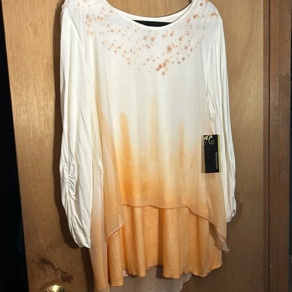 Multiples brand peach and white blouse. New with tags - Picture 4 of 15